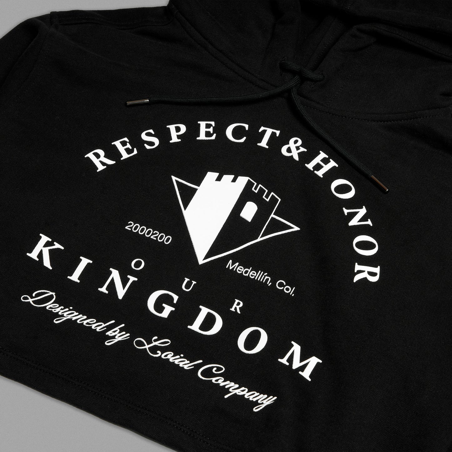 Hoodie Crop Monarchy Mujer-Negro