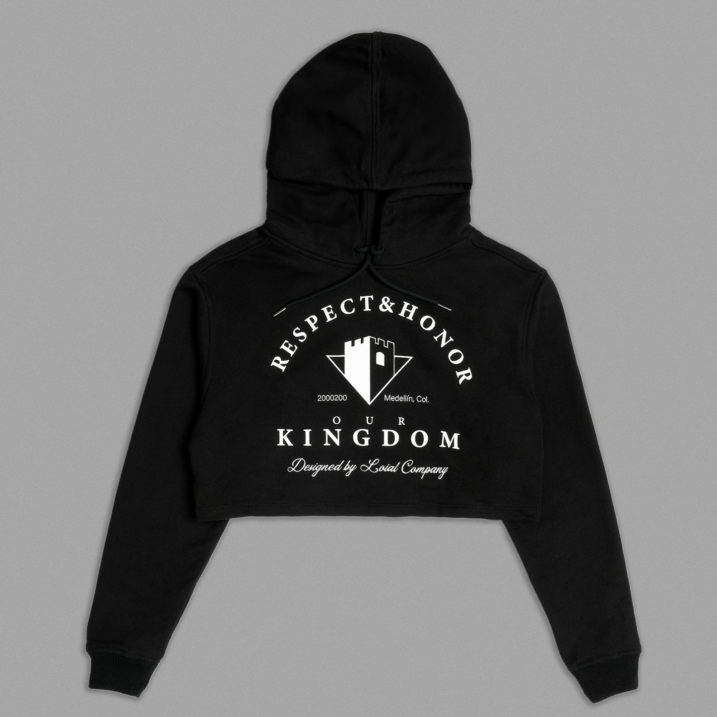 Hoodie Crop Monarchy Mujer-Negro